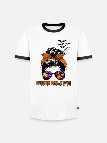 Mama Leben Halloween - Männer Kontrast-T-Shirt - Weiß/Schwarz