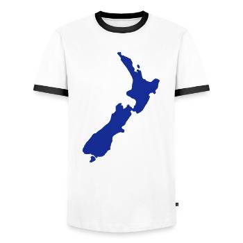 Nouvelle-Zélande - T-shirt contrasté Homme - blanc/noir - Devant - AI Model Female 172 light (172cm) & AI Model Male 178 dark (178cm)