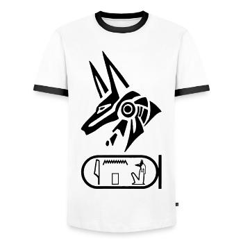 God Anubis (black) - Men's Ringer Shirt - white/black - Front - AI Model Female 172 light (172cm) & AI Model Male 178 dark (178cm)