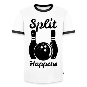 Bowling Wortspiel - Männer Kontrast-T-Shirt - Weiß/Schwarz - Vorne - AI Model Female 172 light (172cm) & AI Model Male 178 dark (178cm)