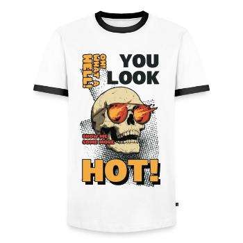 You Look Hot - Men's Ringer Shirt - white/black - Front - AI Model Female 172 light (172cm) & AI Model Male 178 dark (178cm)