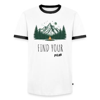 Moonlit Mountain Campfire - Men's Ringer Shirt - white/black - Front - AI Model Female 172 light (172cm) & AI Model Male 178 dark (178cm)