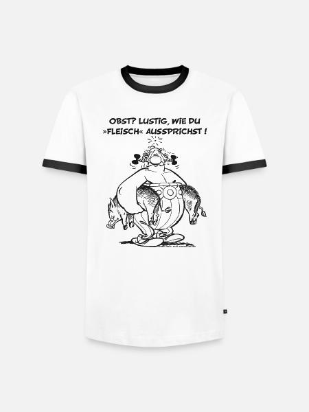 Asterix Obelix Obst Fleisch lineart - T-shirt contrasté Homme - blanc/noir