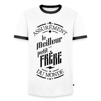 Assurement le meilleur petit frère - T-shirt contrasté Homme - blanc/noir - Devant - AI Model Female 172 light (172cm) & AI Model Male 178 dark (178cm)