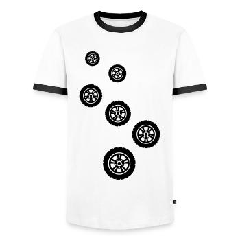 Réglage des pneus - T-shirt contrasté Homme - blanc/noir - Devant - AI Model Female 172 light (172cm) & AI Model Male 178 dark (178cm)
