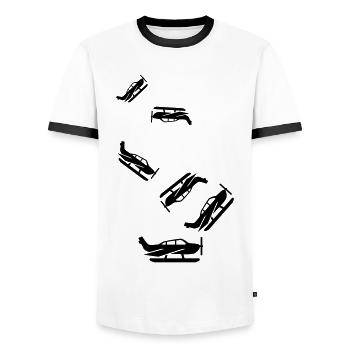 Symbole de l’avion - T-shirt contrasté Homme - blanc/noir - Devant - AI Model Female 172 light (172cm) & AI Model Male 178 dark (178cm)