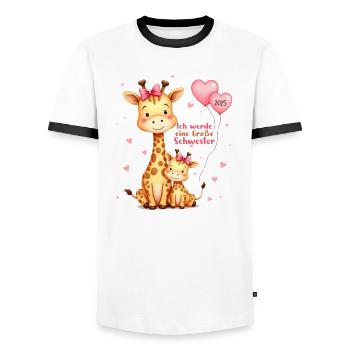 Ich Werde Große Schwester 2025 Giraffen - Männer Kontrast-T-Shirt - Weiß/Schwarz - Vorne - AI Model Female 172 light (172cm) & AI Model Male 178 dark (178cm)
