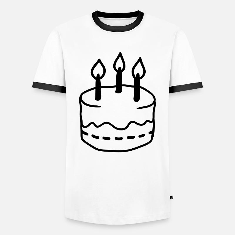 Torte - Line - Männer Kontrast-T-Shirt - Weiß/Schwarz