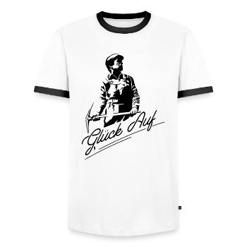Glück Auf Steiger - Männer Kontrast-T-Shirt - Weiß/Schwarz - Vorne - AI Model Female 172 light (172cm) & AI Model Male 178 dark (178cm)