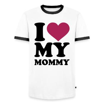 I love my mommy - Men's Ringer Shirt - white/black - Front - AI Model Female 172 light (172cm) & AI Model Male 178 dark (178cm)