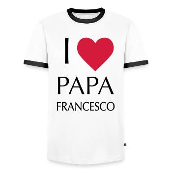 I LOVE PAPA FRANCESCO - T-shirt contrasté Homme - blanc/noir - Devant - AI Model Female 172 light (172cm) & AI Model Male 178 dark (178cm)