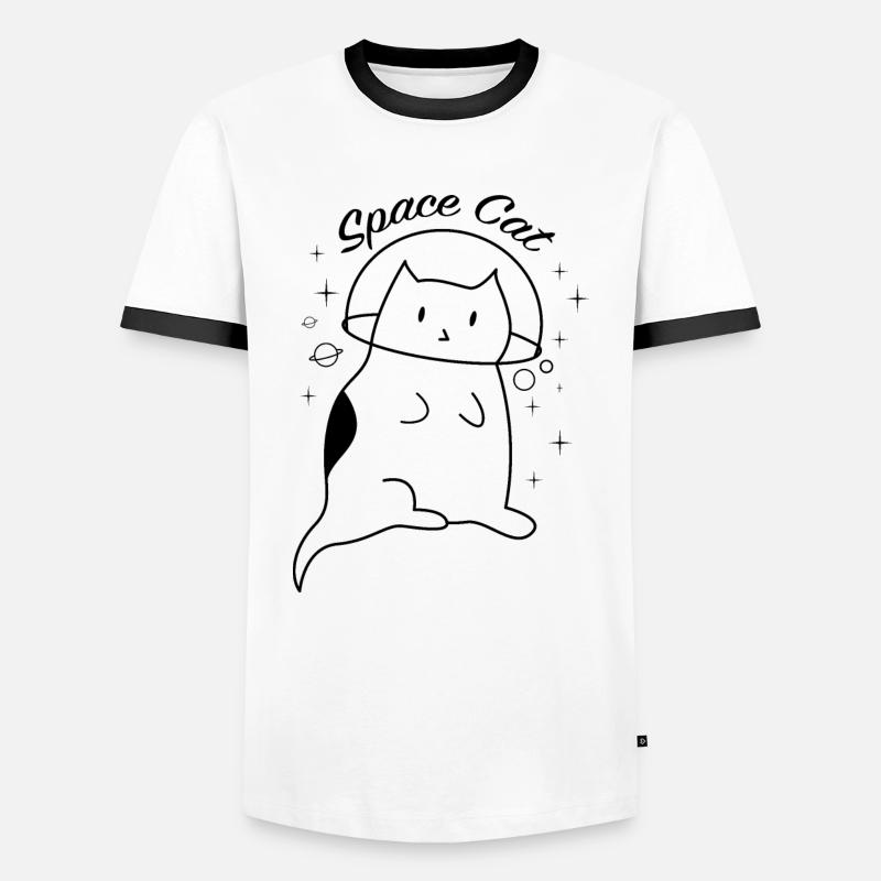 Space Cat Space Planets - Men's Ringer Shirt - white/black