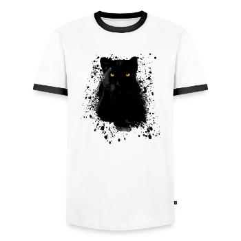 black panther,panther,cat,emo,punk,graffiti - Men's Ringer Shirt - white/black - Front - AI Model Female 172 light (172cm) & AI Model Male 178 dark (178cm)