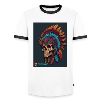 Schädel der amerikanischen Ureinwohner - Männer Kontrast-T-Shirt - Weiß/Schwarz - Vorne - AI Model Female 172 light (172cm) & AI Model Male 178 dark (178cm)