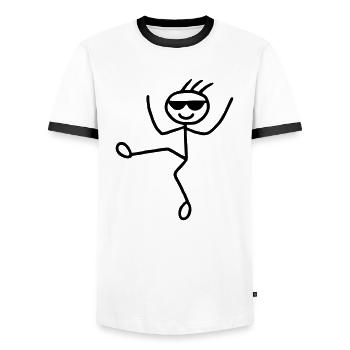 Crazy Stick Figure - Men's Ringer Shirt - white/black - Front - AI Model Female 172 light (172cm) & AI Model Male 178 dark (178cm)