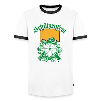 Schützenfest Ortsschild - Männer Kontrast-T-Shirt - Weiß/Schwarz - Vorne - AI Model Female 172 light (172cm) & AI Model Male 178 dark (178cm)