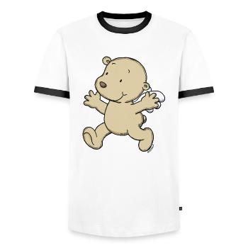 Engel_Teufel06 - T-shirt contrasté Homme - blanc/noir - Devant - AI Model Female 172 light (172cm) & AI Model Male 178 dark (178cm)