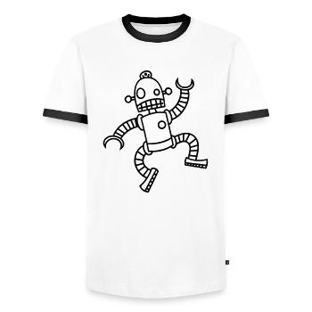 Roboter - Männer Kontrast-T-Shirt - Weiß/Schwarz - Vorne - AI Model Female 172 light (172cm) & AI Model Male 178 dark (178cm)