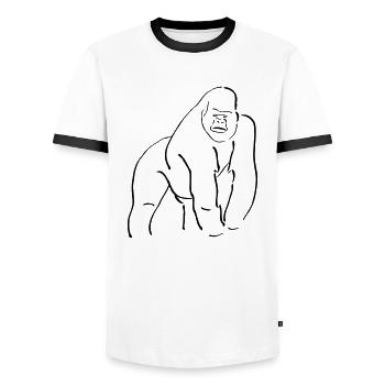 Monkey collection - Men's Ringer Shirt - white/black - Front - AI Model Female 172 light (172cm) & AI Model Male 178 dark (178cm)