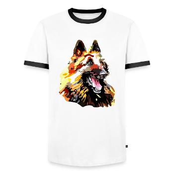 tervueren - T-shirt contrasté Homme - blanc/noir - Devant - AI Model Female 172 light (172cm) & AI Model Male 178 dark (178cm)