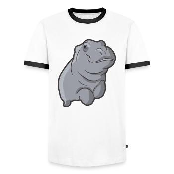 Hippopotame Hippopotame Hippopotame Hippopotame - T-shirt contrasté Homme - blanc/noir - Devant - AI Model Female 172 light (172cm) & AI Model Male 178 dark (178cm)