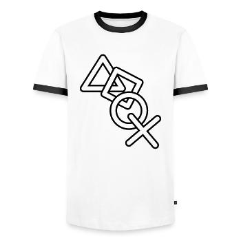 rahmen kontur cool X viereck dreieck symbole contr - Männer Kontrast-T-Shirt - Weiß/Schwarz - Vorne - AI Model Female 172 light (172cm) & AI Model Male 178 dark (178cm)