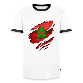 morocco maroc - T-shirt contrasté Homme - blanc/noir - Devant - AI Model Female 172 light (172cm) & AI Model Male 178 dark (178cm)
