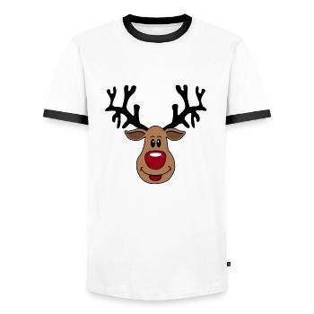 Rudolf le renne du Père Noël - T-shirt contrasté Homme - blanc/noir - Devant - AI Model Female 172 light (172cm) & AI Model Male 178 dark (178cm)
