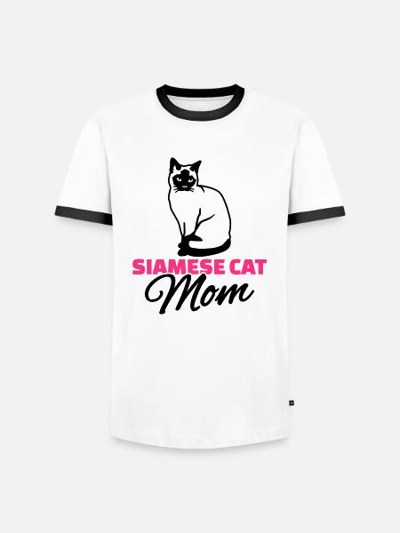 Siamkatze - Männer Kontrast-T-Shirt - Weiß/Schwarz