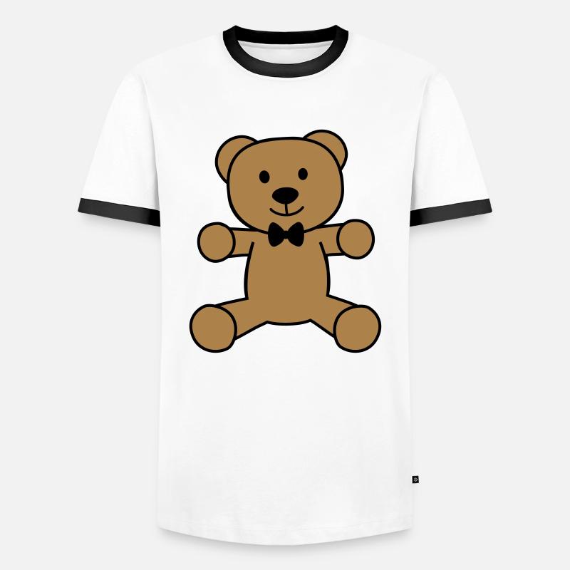 teddy bear with bow tie - Men's Ringer Shirt - white/black