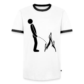 hot fire extinguish flames fire department logo in the ste - Men's Ringer Shirt - white/black - Front - AI Model Female 172 light (172cm) & AI Model Male 178 dark (178cm)