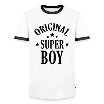 Boy Garçon Baby Junge Son Fils Sohn Bébé Birth - Men's Ringer Shirt - white/black - Front - AI Model Female 172 light (172cm) & AI Model Male 178 dark (178cm)
