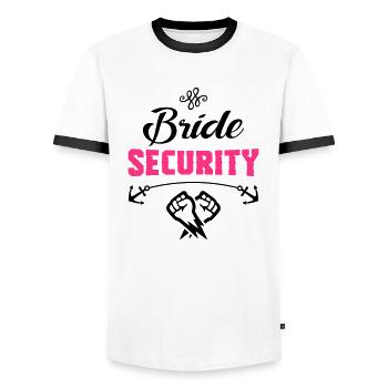 bride security design - Männer Kontrast-T-Shirt - Weiß/Schwarz - Vorne - AI Model Female 172 light (172cm) & AI Model Male 178 dark (178cm)