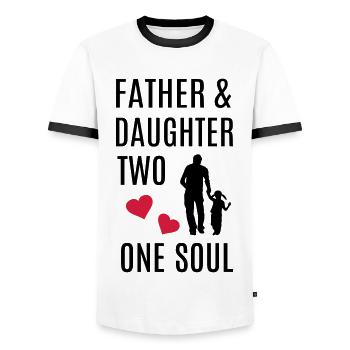 Vater Tochter Hand in Hand Herz Seele Bester Papa - Männer Kontrast-T-Shirt - Weiß/Schwarz - Vorne - AI Model Female 172 light (172cm) & AI Model Male 178 dark (178cm)