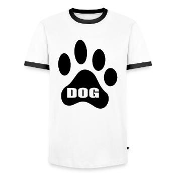 Chien chien - T-shirt contrasté Homme - blanc/noir - Devant - AI Model Female 172 light (172cm) & AI Model Male 178 dark (178cm)