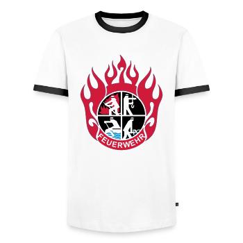 Flamme Feuerwehr Logo mod - Männer Kontrast-T-Shirt - Weiß/Schwarz - Vorne - AI Model Female 172 light (172cm) & AI Model Male 178 dark (178cm)