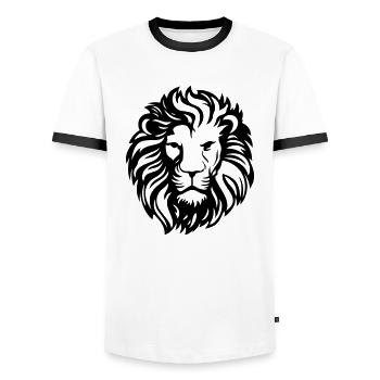 lion - T-shirt contrasté Homme - blanc/noir - Devant - AI Model Female 172 light (172cm) & AI Model Male 178 dark (178cm)