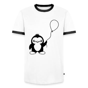 Ballon Enfant Pingouin - T-shirt contrasté Homme - blanc/noir - Devant - AI Model Female 172 light (172cm) & AI Model Male 178 dark (178cm)