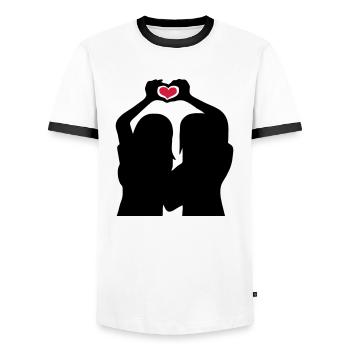 Handherz Silhouette Girlfriends - Men's Ringer Shirt - white/black - Front - AI Model Female 172 light (172cm) & AI Model Male 178 dark (178cm)
