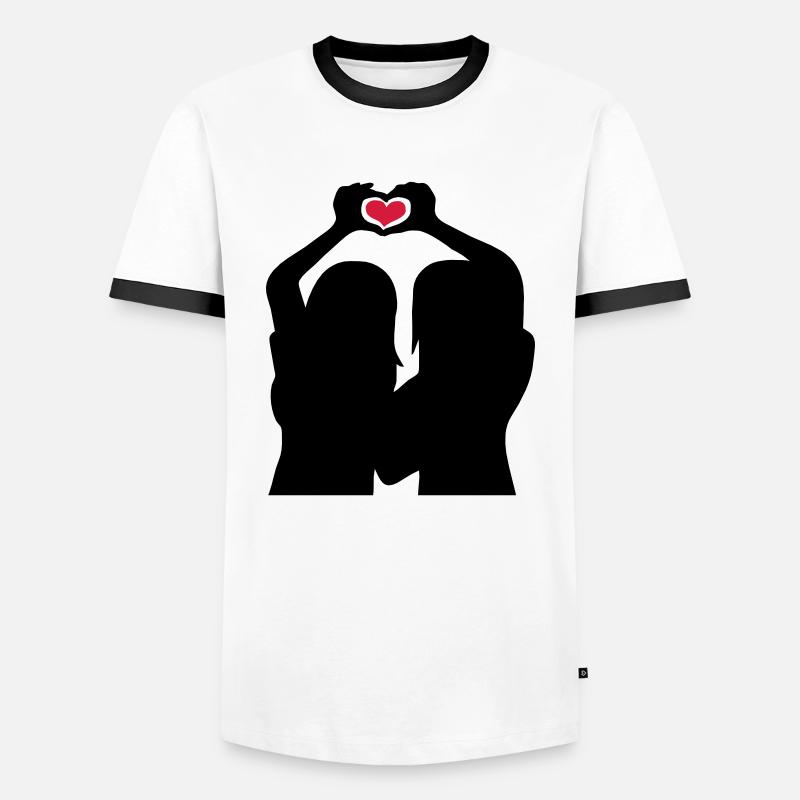 Handherz Silhouette Girlfriends - Men's Ringer Shirt - white/black