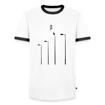 KEEP YOUR HEAD UP - Men's Ringer Shirt - white/black - Front - AI Model Female 172 light (172cm) & AI Model Male 178 dark (178cm)