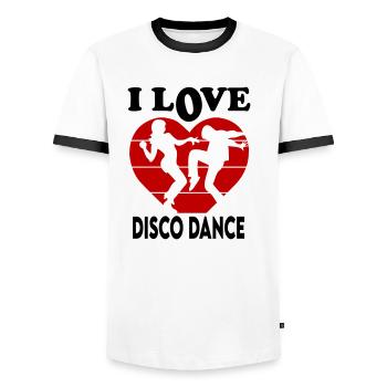 I Love Disco Dance Ich liebe Disco Tanz Dancing - Männer Kontrast-T-Shirt - Weiß/Schwarz - Vorne - AI Model Female 172 light (172cm) & AI Model Male 178 dark (178cm)