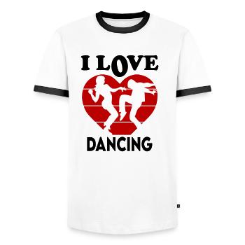 I Love Dancing Ich liebe tanzen Tanzschule - Männer Kontrast-T-Shirt - Weiß/Schwarz - Vorne - AI Model Female 172 light (172cm) & AI Model Male 178 dark (178cm)