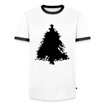 Christmas Tree Christmas Tree Winter Vector 2 - Men's Ringer Shirt - white/black - Front - AI Model Female 172 light (172cm) & AI Model Male 178 dark (178cm)