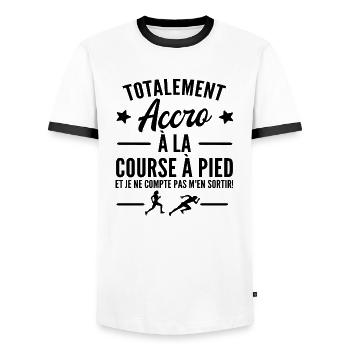 accro à la course à pied - T-shirt contrasté Homme - blanc/noir - Devant - AI Model Female 172 light (172cm) & AI Model Male 178 dark (178cm)