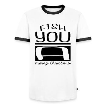 baby funny sayings adventure dinosaur tshirt fish - Männer Kontrast-T-Shirt - Weiß/Schwarz - Vorne - AI Model Female 172 light (172cm) & AI Model Male 178 dark (178cm)