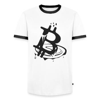 Le symbole du bitcoin - T-shirt contrasté Homme - blanc/noir - Devant - AI Model Female 172 light (172cm) & AI Model Male 178 dark (178cm)