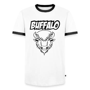 Buffalo - Men's Ringer Shirt - white/black - Front - AI Model Female 172 light (172cm) & AI Model Male 178 dark (178cm)