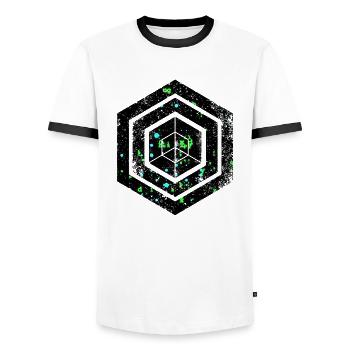 Hexagon-Programmierung Programmierer Codierung geometrisch - Männer Kontrast-T-Shirt - Weiß/Schwarz - Vorne - AI Model Female 172 light (172cm) & AI Model Male 178 dark (178cm)