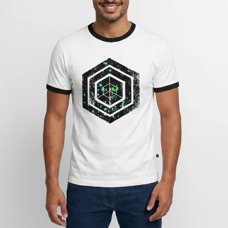 Codage géométrique du programmeur de programmation hexagonale T-shirt contrasté Homme